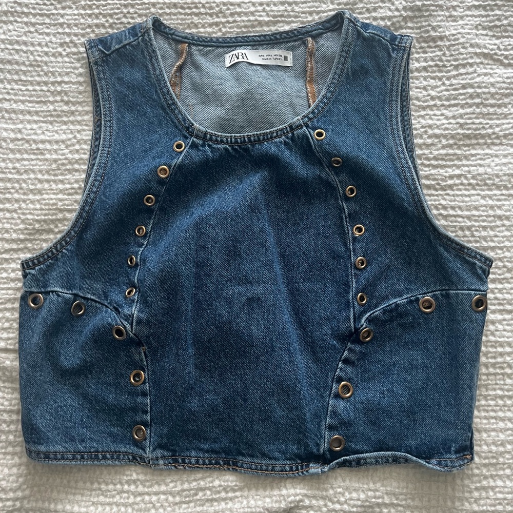 Zara Light Blue Denim Top